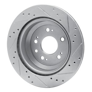 Acura RL Brake Rotor (1) - Rear Left - R1 Concepts - Drilled & Slotted - Silver - `05-`12